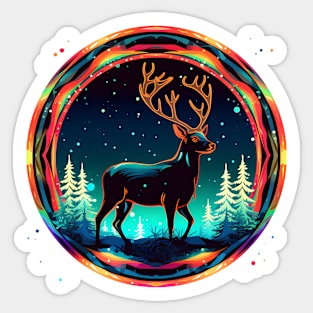 Deer in Xmas Glowing Ornament, Love Deers Sticker